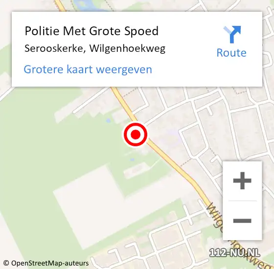 Locatie op kaart van de 112 melding: Politie Met Grote Spoed Naar Serooskerke, Wilgenhoekweg op 16 mei 2023 14:29