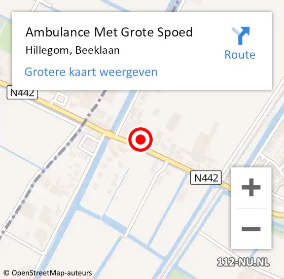 Locatie op kaart van de 112 melding: Ambulance Met Grote Spoed Naar Hillegom, Beeklaan op 16 mei 2023 14:48