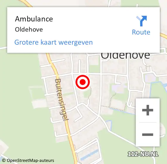 Locatie op kaart van de 112 melding: Ambulance Oldehove op 16 mei 2023 15:45