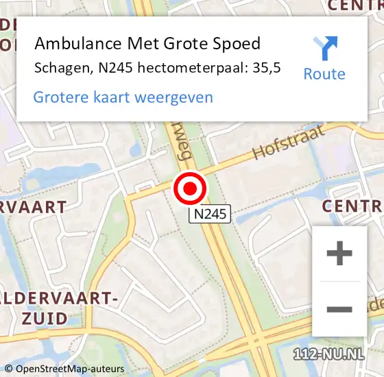 Locatie op kaart van de 112 melding: Ambulance Met Grote Spoed Naar Schagen, N245 hectometerpaal: 35,5 op 16 mei 2023 18:06
