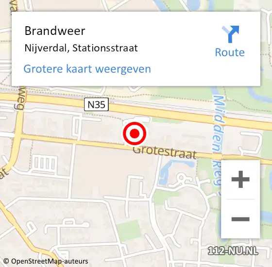 Locatie op kaart van de 112 melding: Brandweer Nijverdal, Stationsstraat op 17 mei 2023 07:57