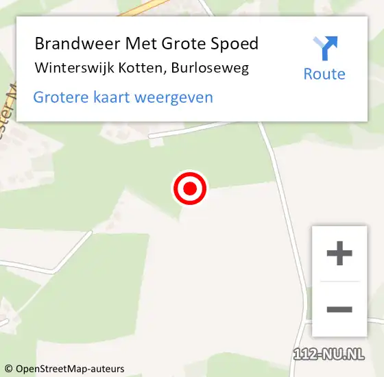 Locatie op kaart van de 112 melding: Brandweer Met Grote Spoed Naar Winterswijk Kotten, Burloseweg op 17 mei 2023 08:19