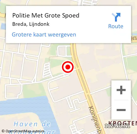 Locatie op kaart van de 112 melding: Politie Met Grote Spoed Naar Breda, Lijndonk op 17 mei 2023 08:59