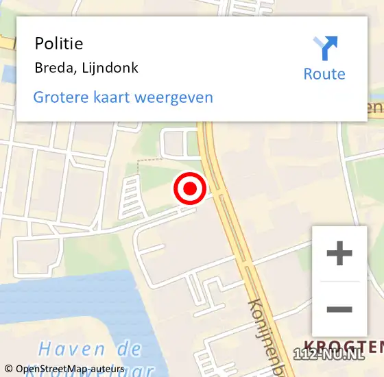 Locatie op kaart van de 112 melding: Politie Breda, Lijndonk op 17 mei 2023 08:59