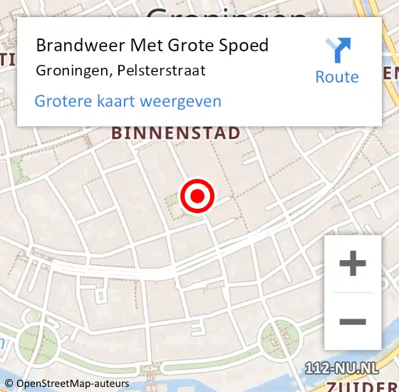 Locatie op kaart van de 112 melding: Brandweer Met Grote Spoed Naar Groningen, Pelsterstraat op 17 mei 2023 10:30