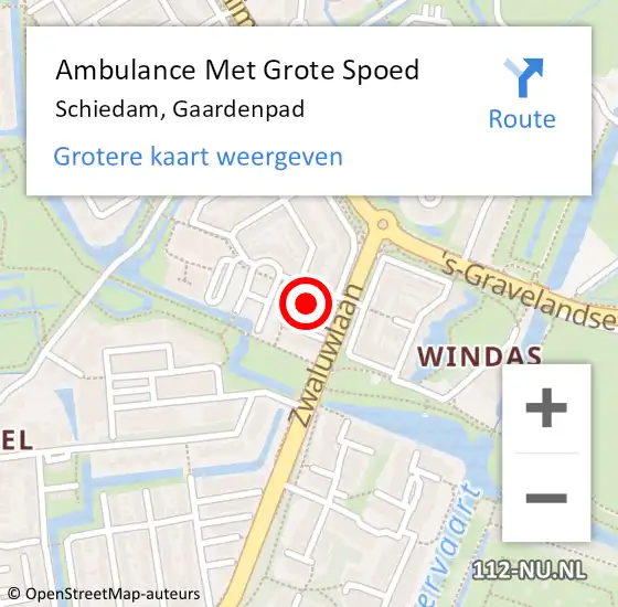 Locatie op kaart van de 112 melding: Ambulance Met Grote Spoed Naar Schiedam, Gaardenpad op 17 mei 2023 11:55