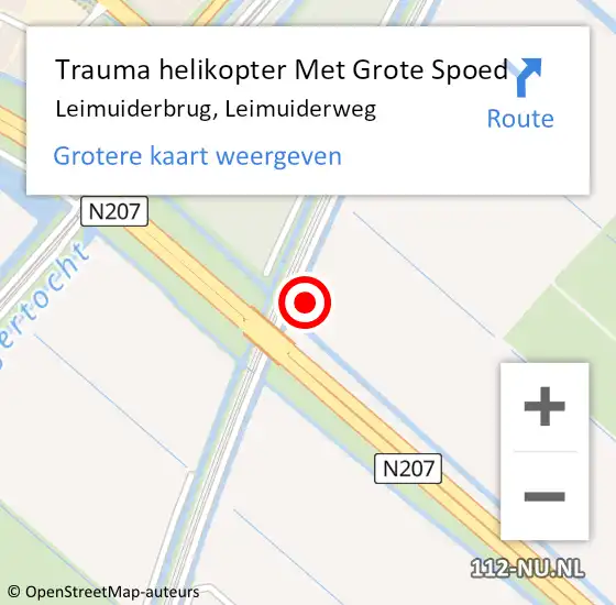 Locatie op kaart van de 112 melding: Trauma helikopter Met Grote Spoed Naar Leimuiderbrug, Leimuiderweg op 17 mei 2023 15:20