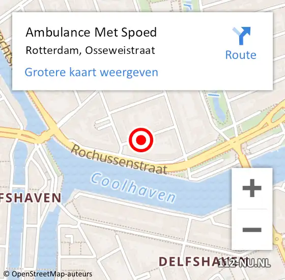 Locatie op kaart van de 112 melding: Ambulance Met Spoed Naar Rotterdam, Osseweistraat op 17 mei 2023 15:41