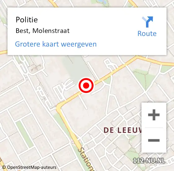 Locatie op kaart van de 112 melding: Politie Best, Molenstraat op 17 mei 2023 15:42