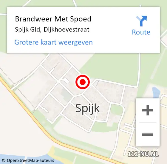 Locatie op kaart van de 112 melding: Brandweer Met Spoed Naar Spijk Gld, Dijkhoevestraat op 17 mei 2023 17:39