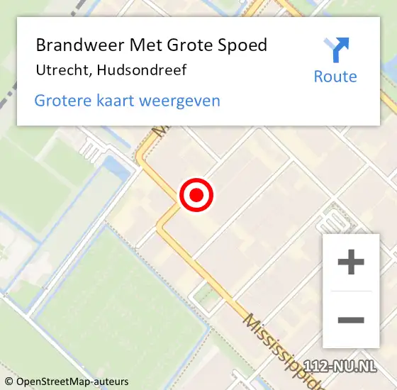 Locatie op kaart van de 112 melding: Brandweer Met Grote Spoed Naar Utrecht, Hudsondreef op 17 mei 2023 17:49