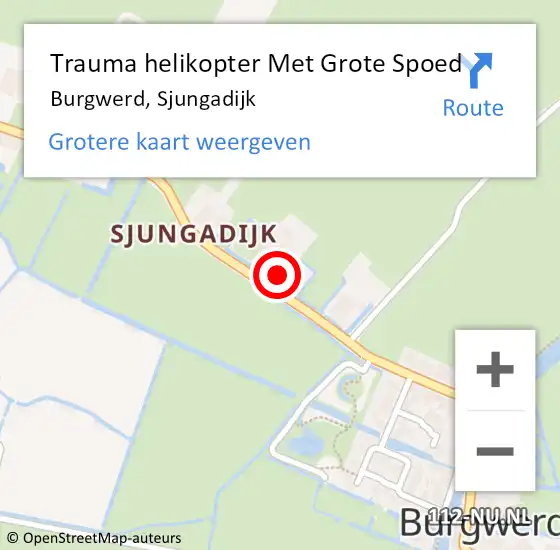 Locatie op kaart van de 112 melding: Trauma helikopter Met Grote Spoed Naar Burgwerd, Sjungadijk op 17 mei 2023 17:55