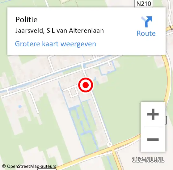 Locatie op kaart van de 112 melding: Politie Jaarsveld, S L van Alterenlaan op 17 mei 2023 18:40