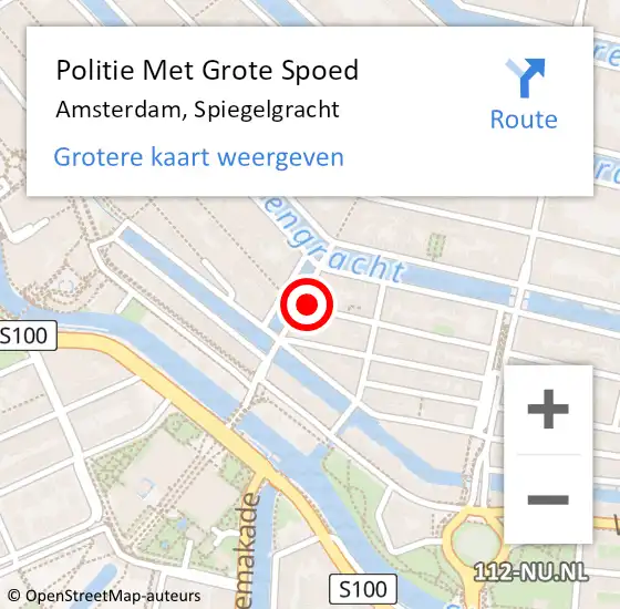Locatie op kaart van de 112 melding: Politie Met Grote Spoed Naar Amsterdam, Spiegelgracht op 17 mei 2023 19:15