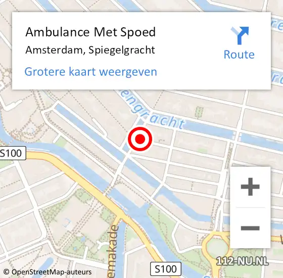 Locatie op kaart van de 112 melding: Ambulance Met Spoed Naar Amsterdam, Spiegelgracht op 17 mei 2023 19:15