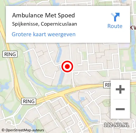 Locatie op kaart van de 112 melding: Ambulance Met Spoed Naar Spijkenisse, Copernicuslaan op 17 mei 2023 19:56
