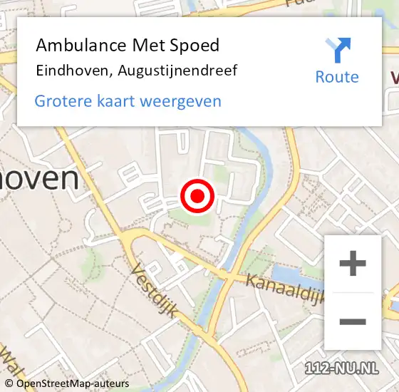 Locatie op kaart van de 112 melding: Ambulance Met Spoed Naar Eindhoven, Augustijnendreef op 25 augustus 2014 19:31