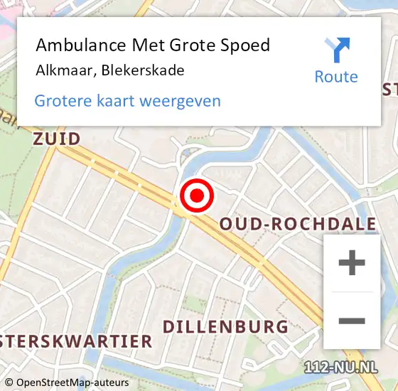 Locatie op kaart van de 112 melding: Ambulance Met Grote Spoed Naar Alkmaar, Blekerskade op 18 mei 2023 03:03