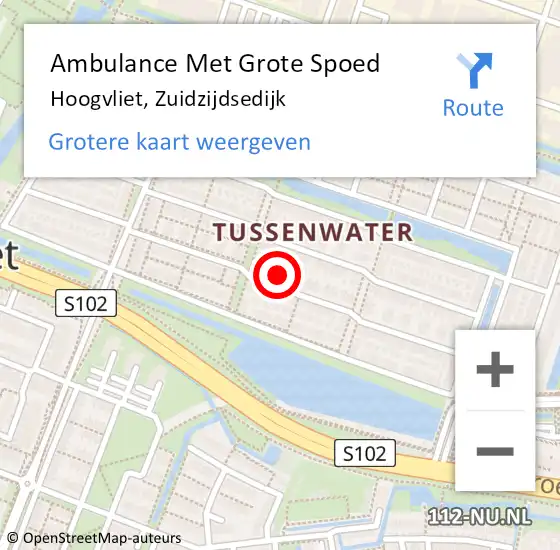 Locatie op kaart van de 112 melding: Ambulance Met Grote Spoed Naar Hoogvliet, Zuidzijdsedijk op 18 mei 2023 05:37