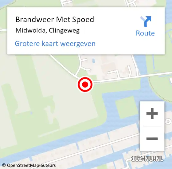 Locatie op kaart van de 112 melding: Brandweer Met Spoed Naar Midwolda, Clingeweg op 18 mei 2023 07:14
