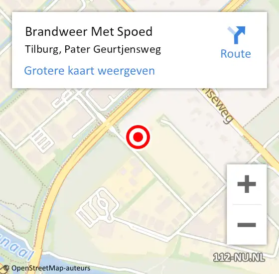 Locatie op kaart van de 112 melding: Brandweer Met Spoed Naar Tilburg, Pater Geurtjensweg op 18 mei 2023 11:36