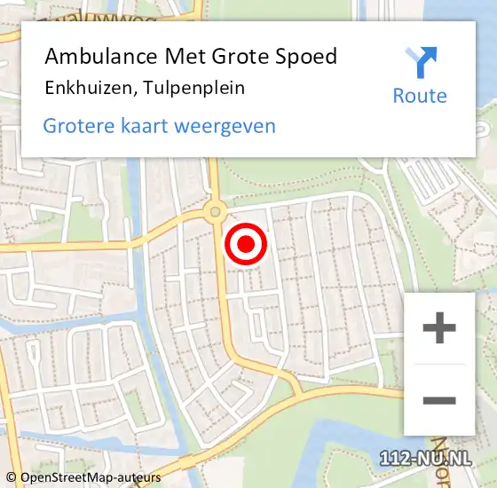 Locatie op kaart van de 112 melding: Ambulance Met Grote Spoed Naar Enkhuizen, Tulpenplein op 18 mei 2023 11:40