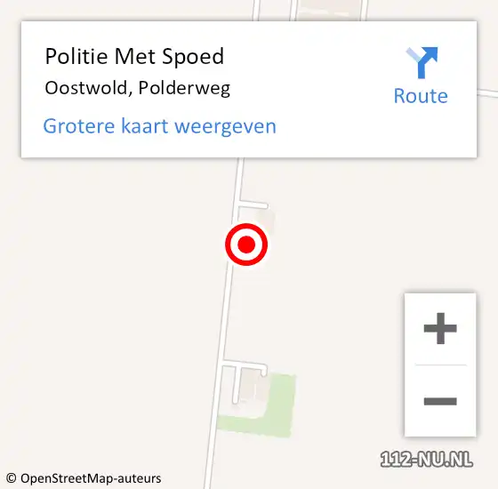 Locatie op kaart van de 112 melding: Politie Met Spoed Naar Oostwold, Polderweg op 18 mei 2023 12:11
