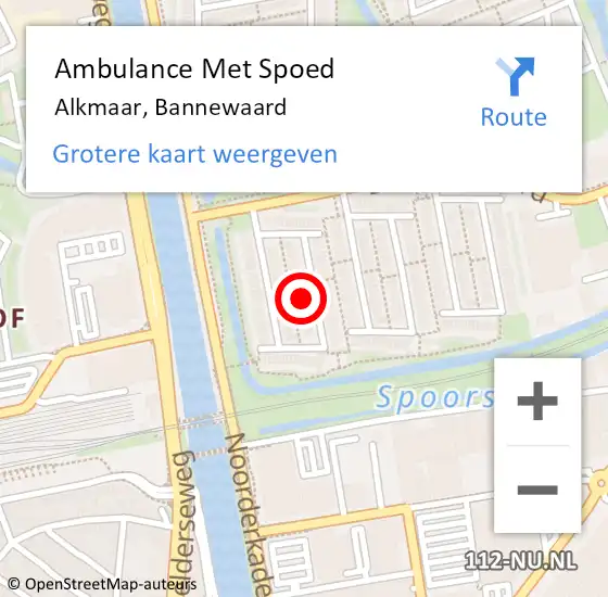 Locatie op kaart van de 112 melding: Ambulance Met Spoed Naar Alkmaar, Bannewaard op 18 mei 2023 13:24