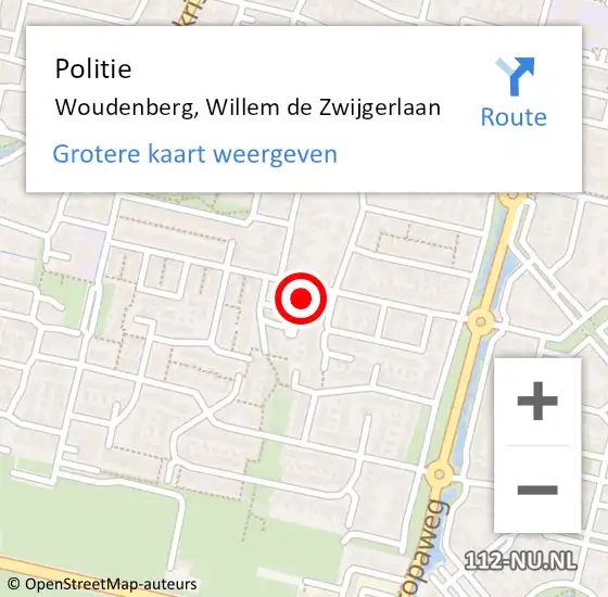 Locatie op kaart van de 112 melding: Politie Woudenberg, Willem de Zwijgerlaan op 18 mei 2023 14:29