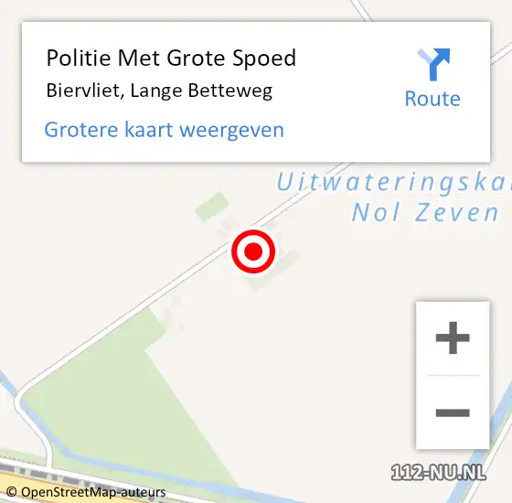 Locatie op kaart van de 112 melding: Politie Met Grote Spoed Naar Biervliet, Lange Betteweg op 18 mei 2023 14:55