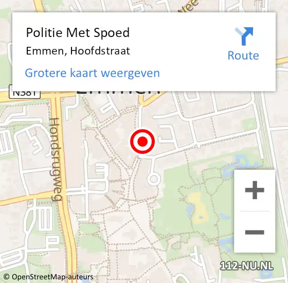 Locatie op kaart van de 112 melding: Politie Met Spoed Naar Emmen, Hoofdstraat op 18 mei 2023 15:07
