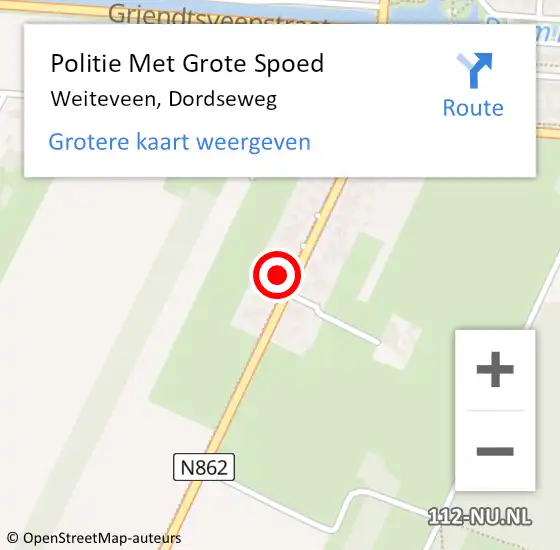 Locatie op kaart van de 112 melding: Politie Met Grote Spoed Naar Weiteveen, Dordseweg op 18 mei 2023 15:34