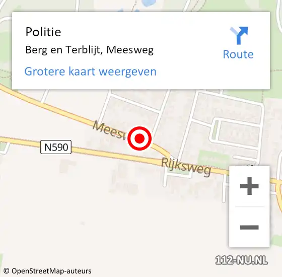 Locatie op kaart van de 112 melding: Politie Berg en Terblijt, Meesweg op 18 mei 2023 15:44