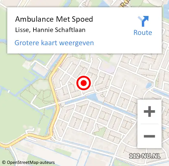 Locatie op kaart van de 112 melding: Ambulance Met Spoed Naar Lisse, Hannie Schaftlaan op 18 mei 2023 16:05