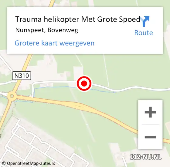 Locatie op kaart van de 112 melding: Trauma helikopter Met Grote Spoed Naar Nunspeet, Bovenweg op 18 mei 2023 18:05