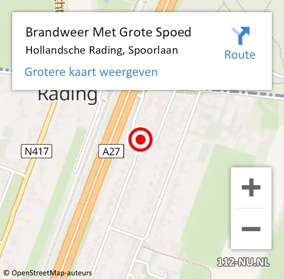 Locatie op kaart van de 112 melding: Brandweer Met Grote Spoed Naar Hollandsche Rading, Spoorlaan op 18 mei 2023 18:06