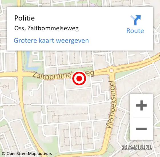 Locatie op kaart van de 112 melding: Politie Oss, Zaltbommelseweg op 18 mei 2023 18:43