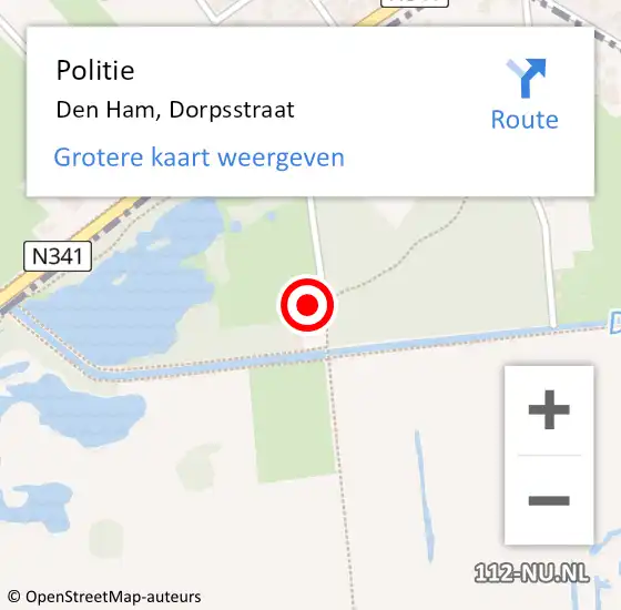 Locatie op kaart van de 112 melding: Politie Den Ham, Dorpsstraat op 18 mei 2023 19:22