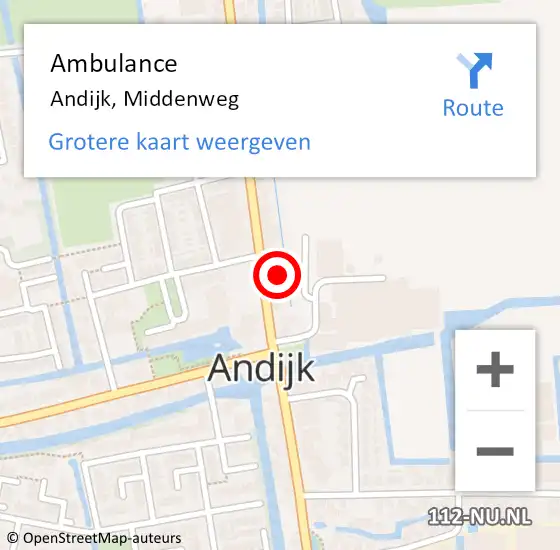 Locatie op kaart van de 112 melding: Ambulance Andijk, Middenweg op 18 mei 2023 20:59