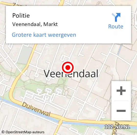 Locatie op kaart van de 112 melding: Politie Veenendaal, Markt op 18 mei 2023 21:26