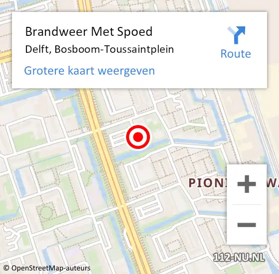 Locatie op kaart van de 112 melding: Brandweer Met Spoed Naar Delft, Bosboom-Toussaintplein op 18 mei 2023 21:59