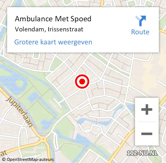 Locatie op kaart van de 112 melding: Ambulance Met Spoed Naar Volendam, Irissenstraat op 18 mei 2023 22:36