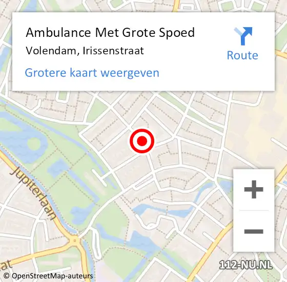 Locatie op kaart van de 112 melding: Ambulance Met Grote Spoed Naar Volendam, Irissenstraat op 18 mei 2023 22:47