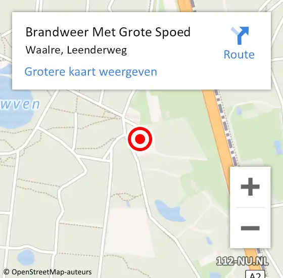 Locatie op kaart van de 112 melding: Brandweer Met Grote Spoed Naar Waalre, Leenderweg op 19 mei 2023 00:37