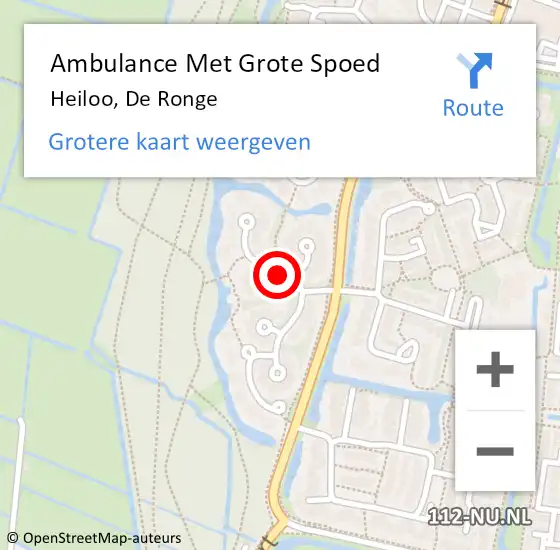 Locatie op kaart van de 112 melding: Ambulance Met Grote Spoed Naar Heiloo, De Ronge op 19 mei 2023 03:06