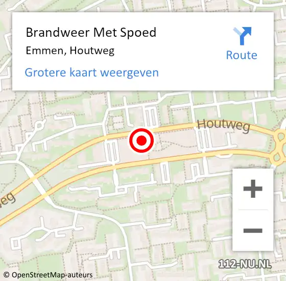 Locatie op kaart van de 112 melding: Brandweer Met Spoed Naar Emmen, Houtweg op 19 mei 2023 11:34