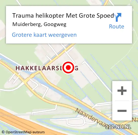 Locatie op kaart van de 112 melding: Trauma helikopter Met Grote Spoed Naar Muiderberg, Googweg op 19 mei 2023 12:28