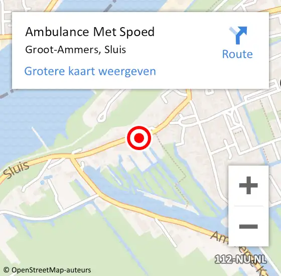 Locatie op kaart van de 112 melding: Ambulance Met Spoed Naar Groot-Ammers, Sluis op 19 mei 2023 13:10
