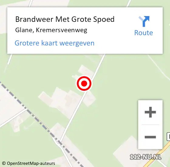 Locatie op kaart van de 112 melding: Brandweer Met Grote Spoed Naar Glane, Kremersveenweg op 19 mei 2023 14:23