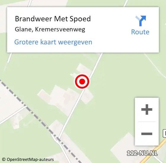 Locatie op kaart van de 112 melding: Brandweer Met Spoed Naar Glane, Kremersveenweg op 19 mei 2023 14:38